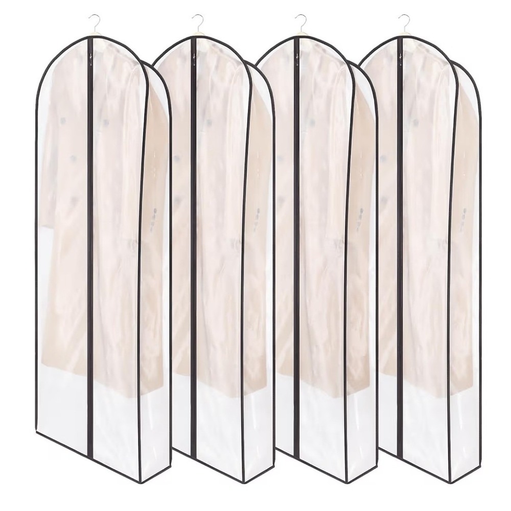 Zilink 4 Pack 60 inch Gusseted Garment Bags for Storage Clear Coat Covers ZN0817